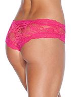 Romantic cheeky panties, open crotch, floral lace